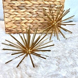 Set of 2 Gold Spike Starburst Wall Decor